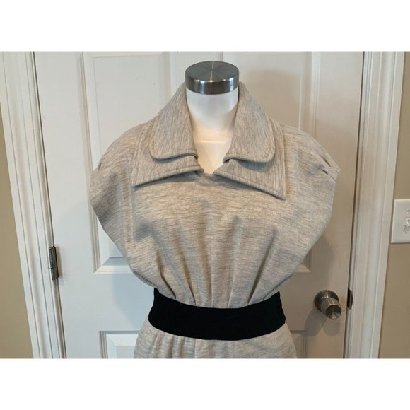 Yigal Azrouel Light Gray Fit & Flare Dress W/Oversized Double Collar Size 2 - Picture 2 of 10